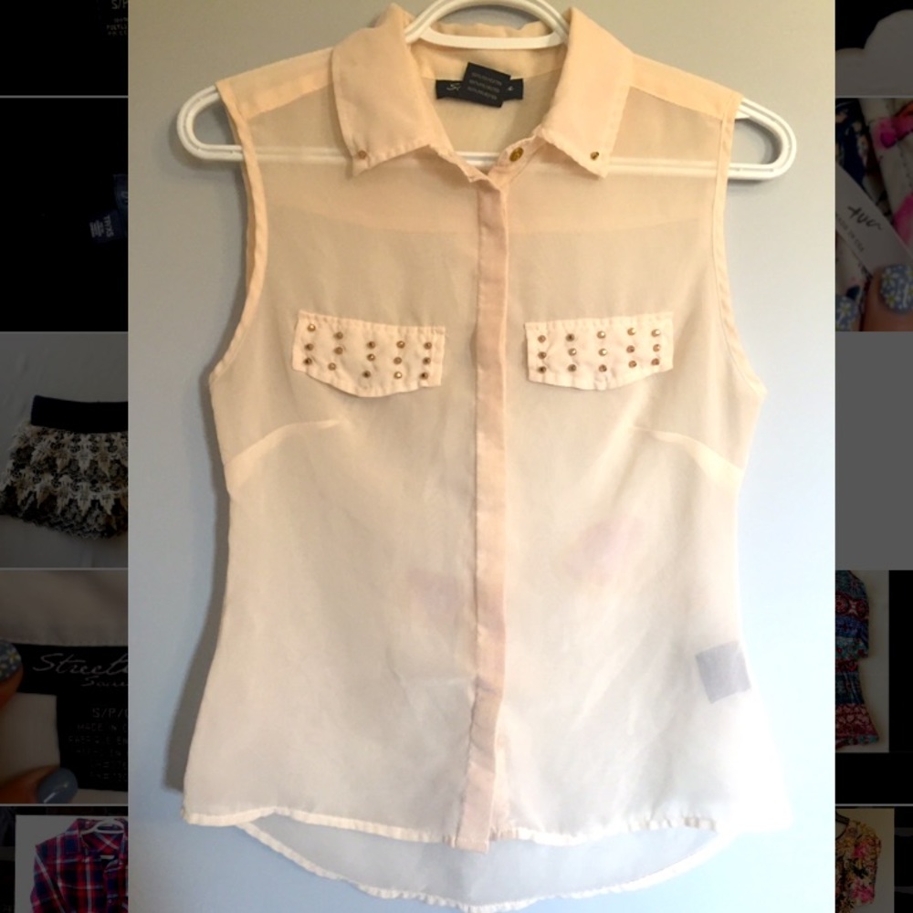Cream button up tank.